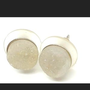 Druzy Stud Quartz Earrings 925 Sterling Silver Backing